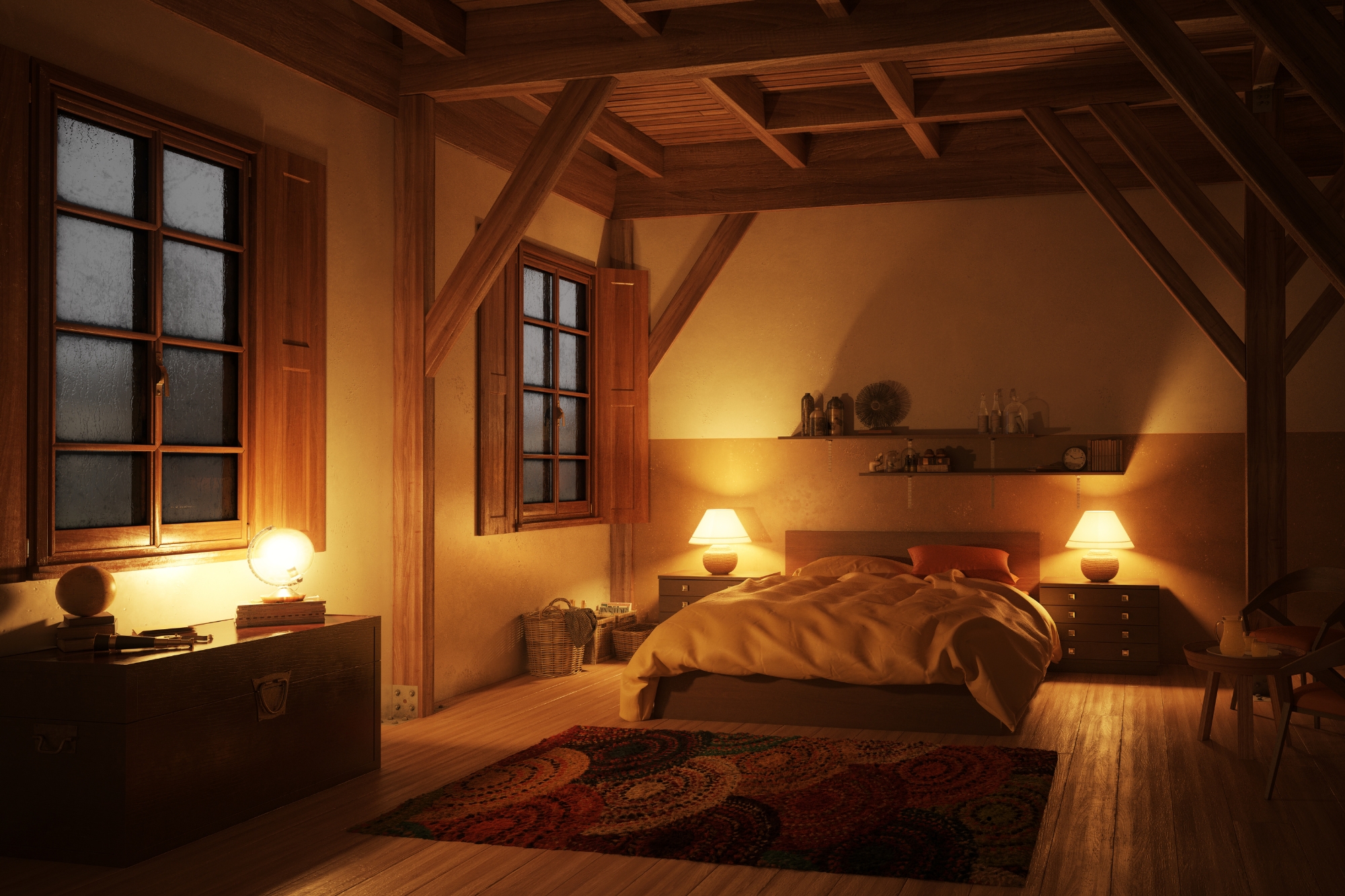 wooden bedroom furnish
